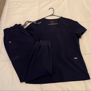 Figs Zamora High Waisted Jogger Scrub Pants and 2 pocket top